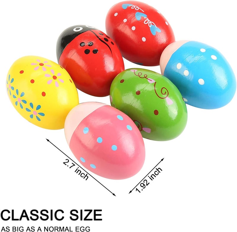 DOMG 12 Pcs Wooden Egg Shakers Musical Percussion Instruments - Image 2